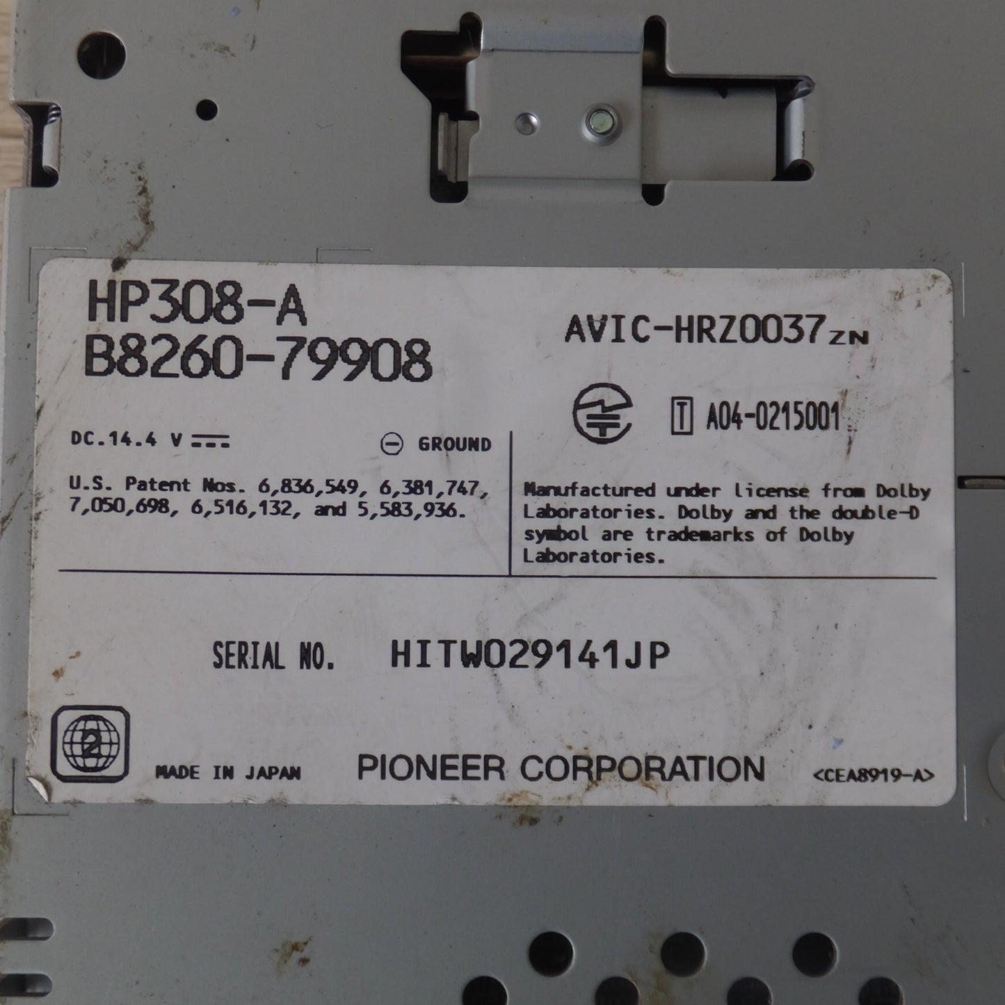 [送料無料] ★パイオニア製 日産 純正 オリジナル ナビゲーション HP308-A B8260-79908(14)★