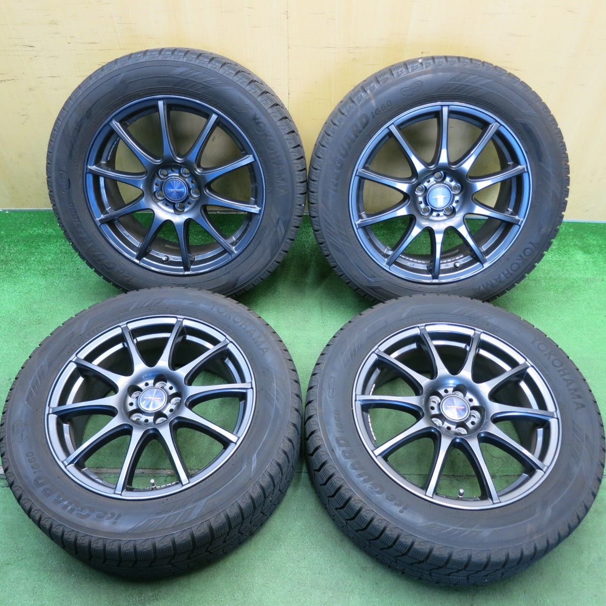 バリ溝！23年！キレイ！9.5分◎XV 等 225/55R17 スタッドレス ヨコハマ アイスガード iG60 VELVA CHARGE ヴェルヴァ 17インチ PCD100/5H◎6061409HAス
