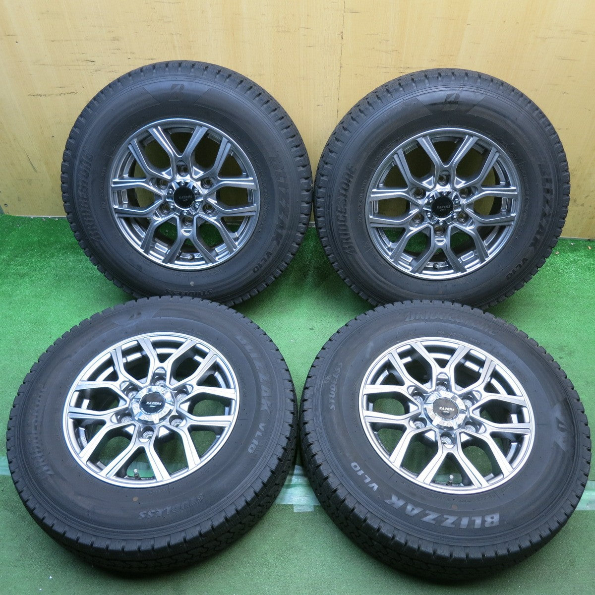 バリ溝！22年！キレイ！9分◎スタッドレス 195/80R15 107/105N ブリヂストン ブリザック VL10 KAZERA H301 MONZA カゼラ 15インチ PCD139.7/6H◎6101110HAス