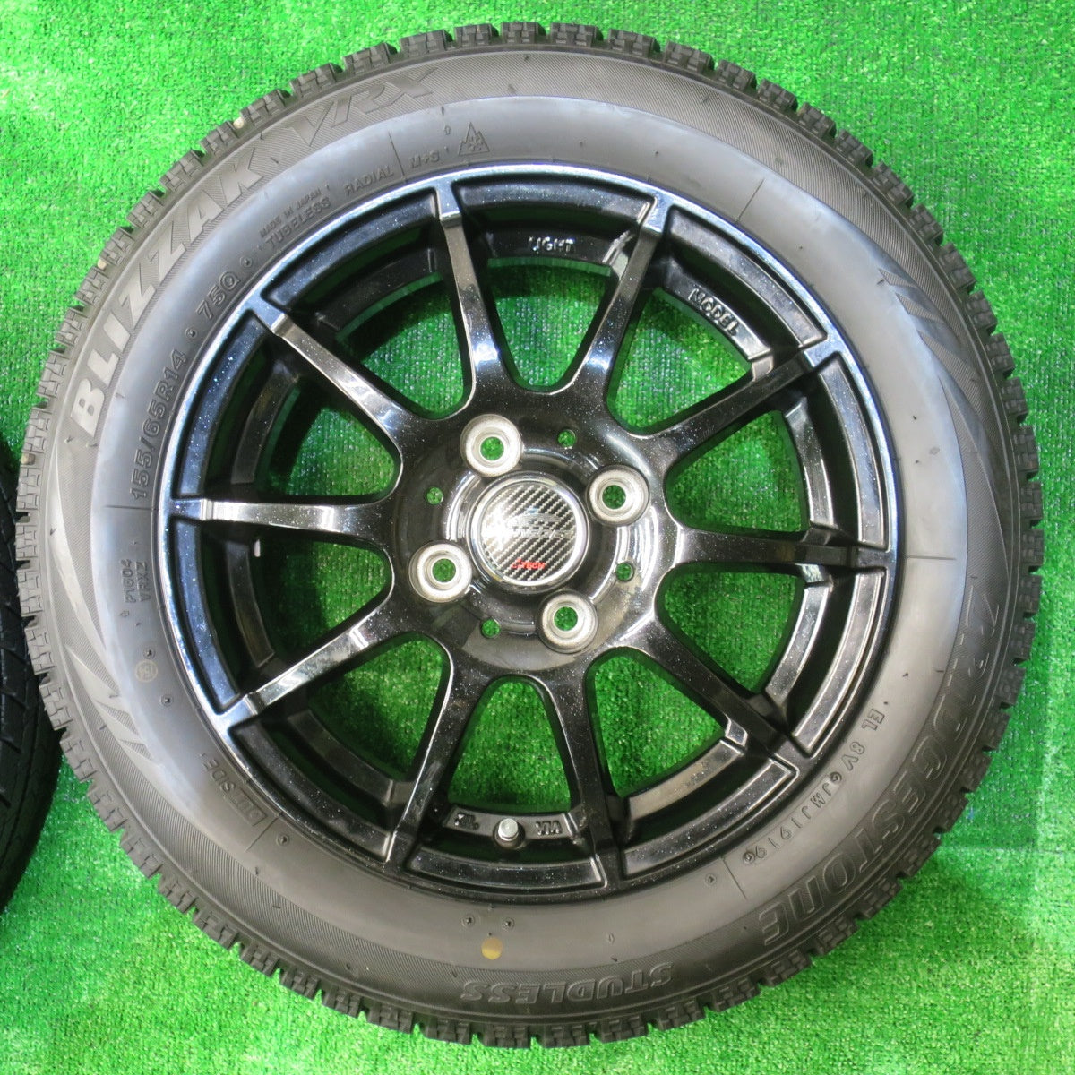 バリ溝！キレイ！9分★スタッドレス 155/65R14 ブリヂストン ブリザック VRX SCHNEIDER シュナイダー 14インチ PCD100/4H★5101102NJス