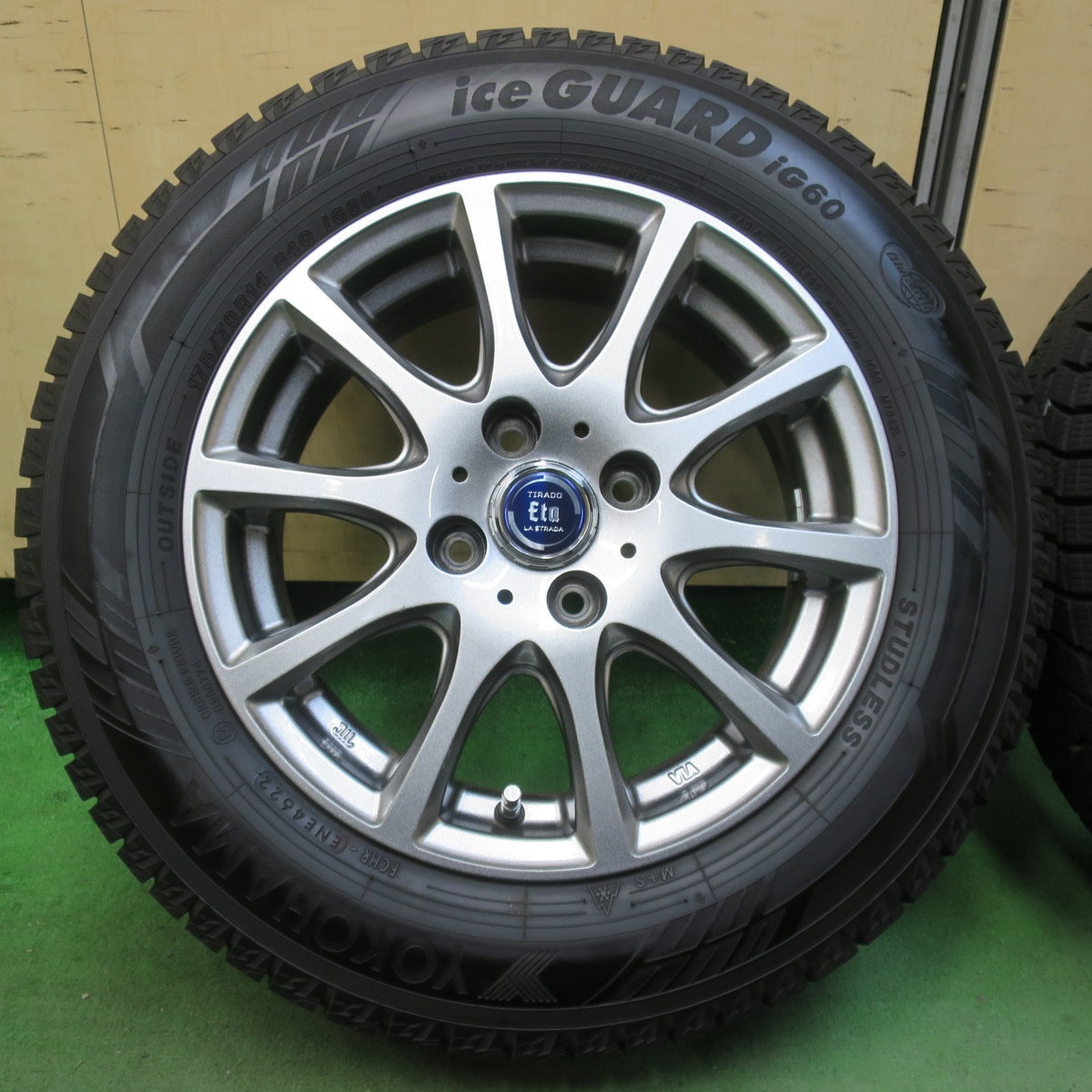 ほぼ未使用！22年！キレイ★スタッドレス 175/70R14 ヨコハマ アイスガード iG60 TIRADO Eta LA STRADA ティラード ラストラーダ 14インチ PCD100/4H★5123009イス