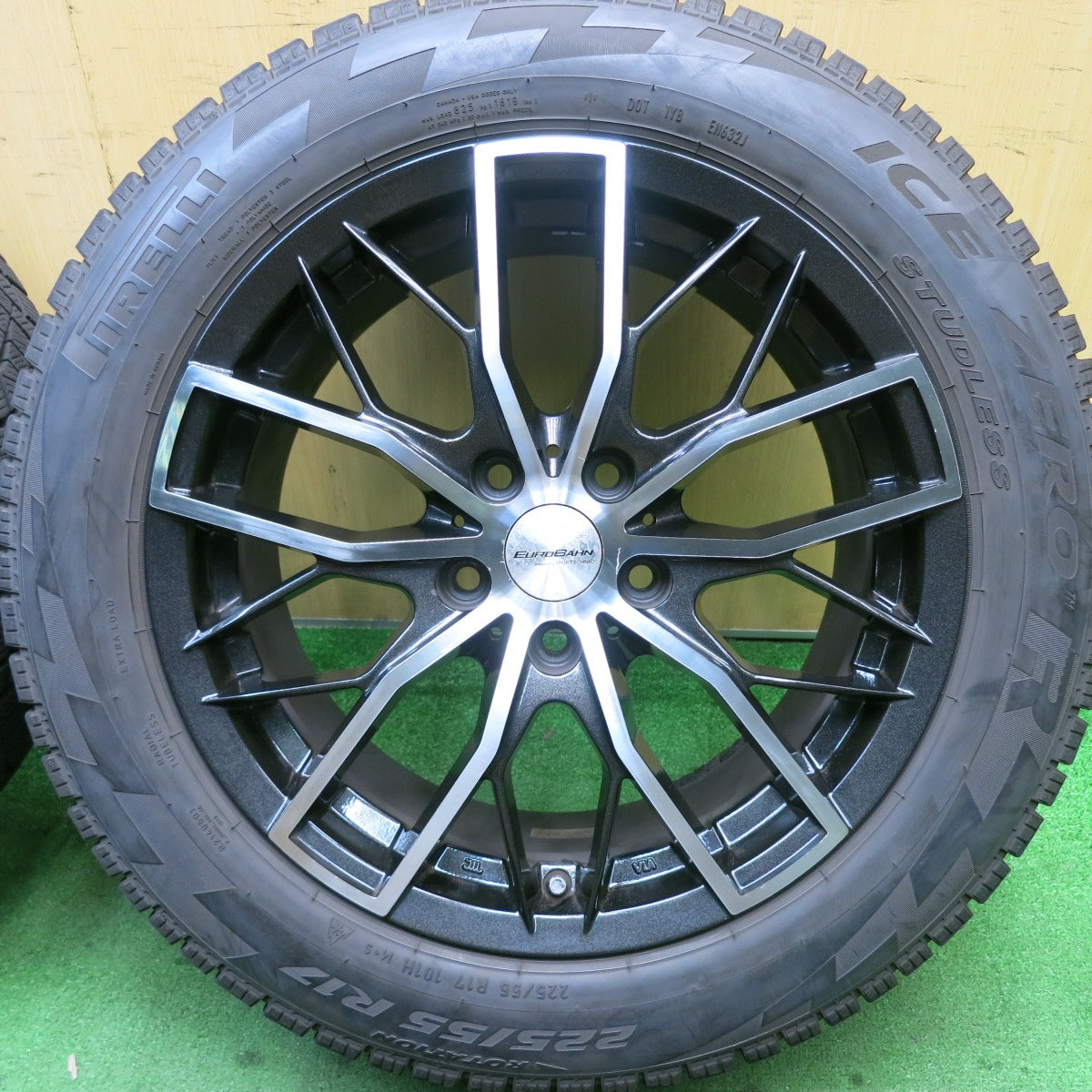 バリ溝！9.5分★BMW MINI 等 EUROBAHN SPORTECHNIC 225/55R17 スタッドレス ピレリ アイスゼロ R ユーロバーン スポーツテクニック PCD112/5H★5052003TNス