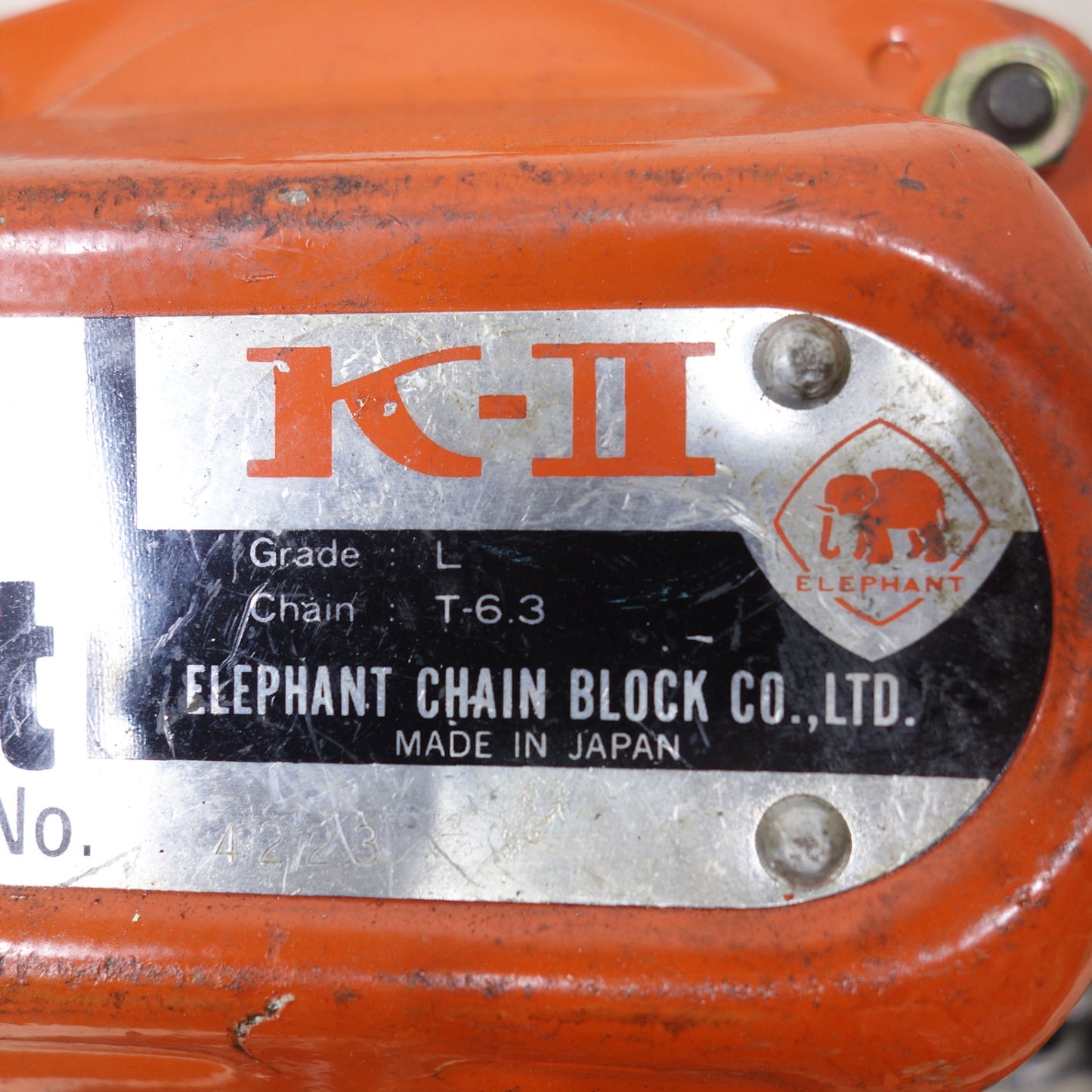 [送料無料] ◆象印 チェーンブロック 1ton K-2 L T-6.3 1000kg 1トン K-Ⅱ ELEPHANT 吊り 工具 エレファント①◆