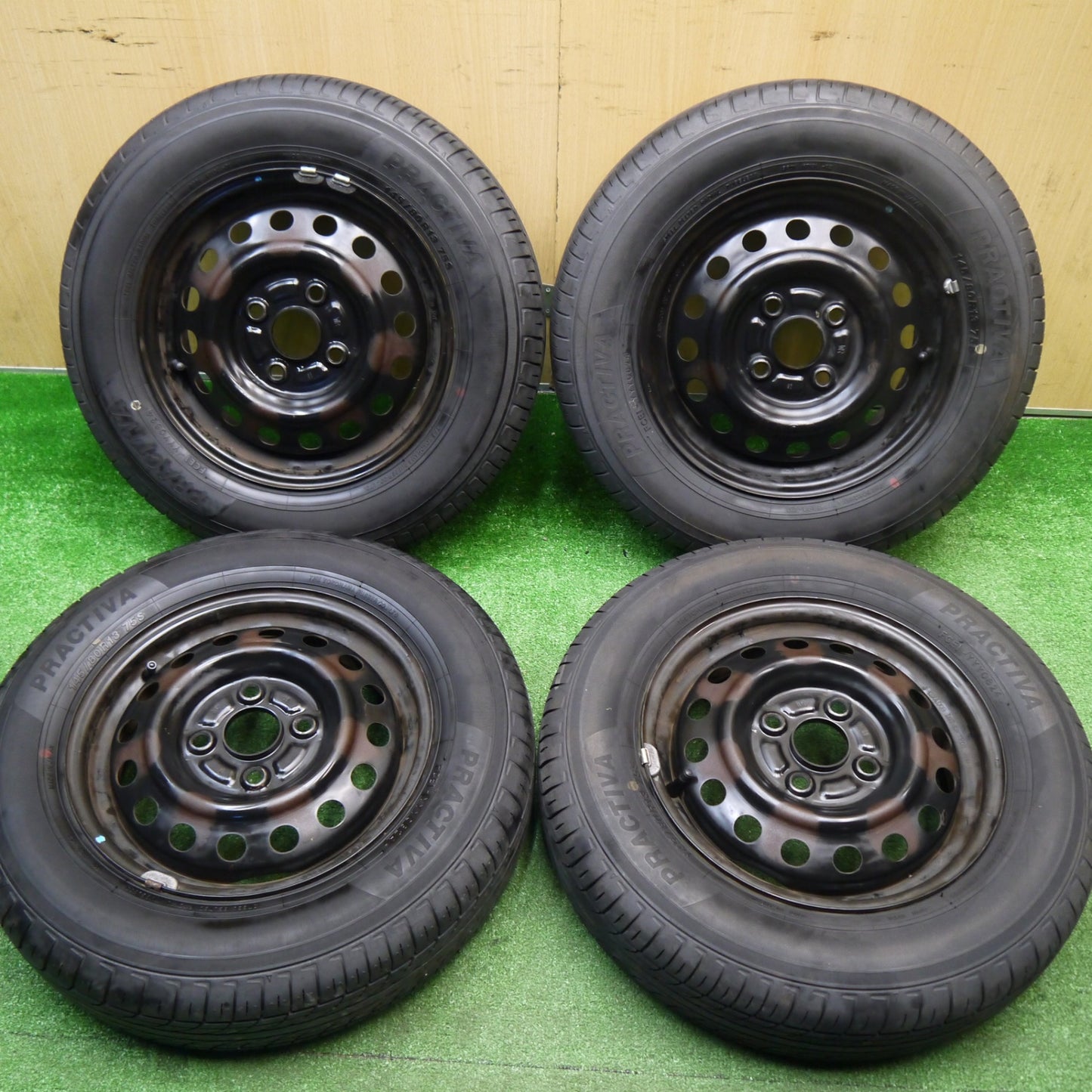 4本価格！24年★145/80R13 プラクティバ ヨコハマ スチール ホイール 13インチ PCD100/4H★5110412Hノ