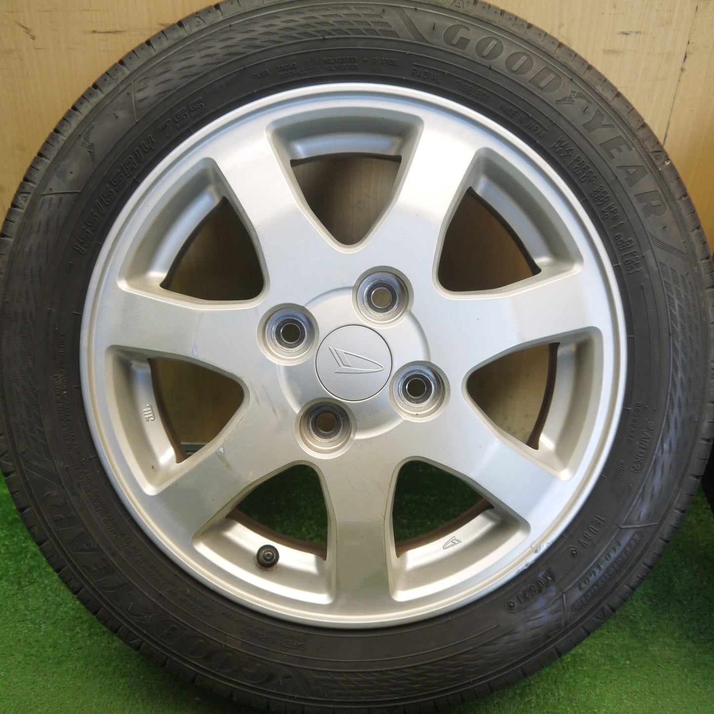バリ溝！ほぼ10分◎ダイハツ タント ムーヴ 等 純正 155/65R14 グッドイヤー EfficientGrip ECO EG02 14インチ PCD100/4H◎6071702Hノ