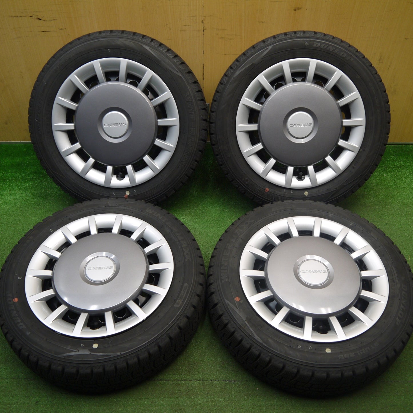 バリ溝！23年！キレイ！9.5分★ダイハツ ムーヴ キャンバス 純正 スチール 155/65R14 スタッドレス ダンロップ ウインターマックス WM02 14インチ PCD100/4H★6020608Hス