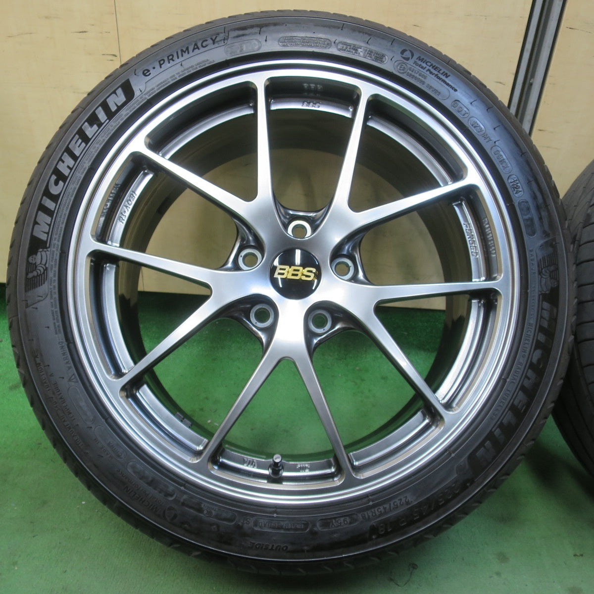 キレイ！24年★BBS RI-A031 鍛造 225/45R18 ミシュラン e・PRIMACY 18インチ eプライマシー PCD114.3/5H★6021010イノ