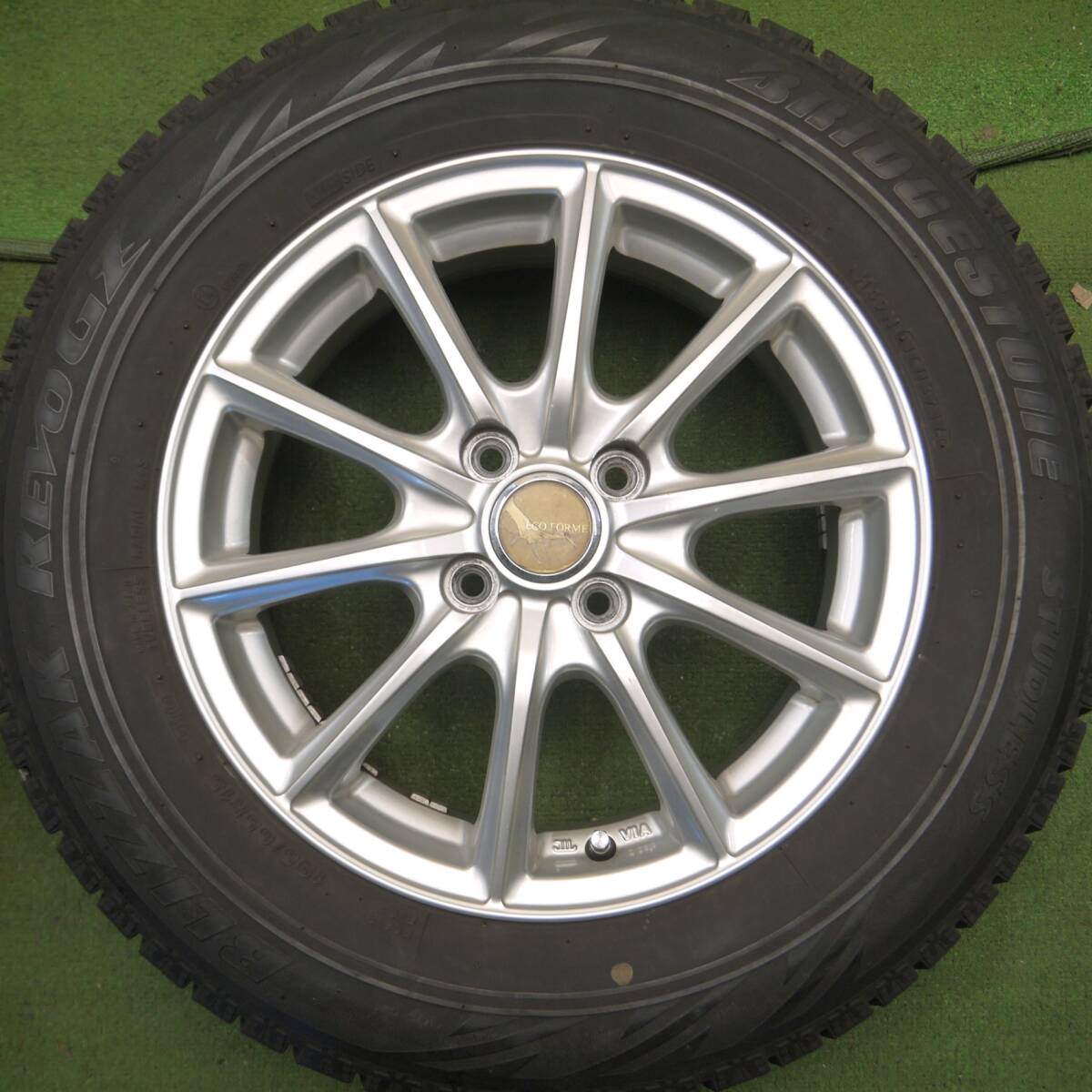 バリ溝！キレイ！8.5分★スタッドレス 195/65R15 ブリヂストン ブリザック REVO GZ ECO FORME PCD100/4H★4021610Hス