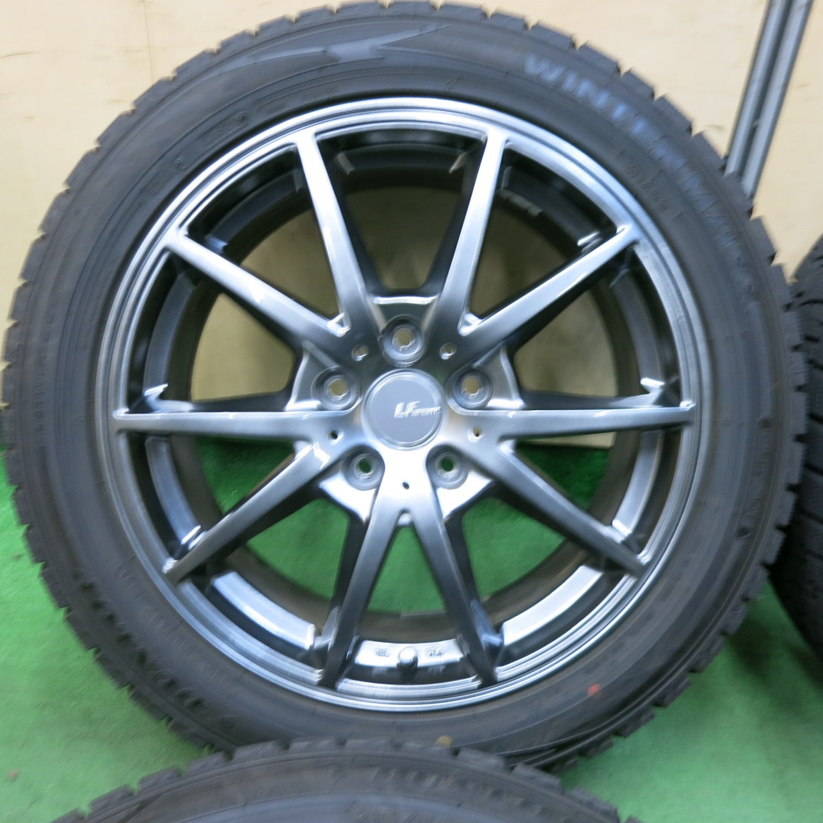 [送料無料] バリ溝！22年！キレイ！ほぼ10分★スタッドレス 215/50R17 ダンロップ ウインターマックス WM02 LFSPORT LFスポーツ 17インチ PCD114.3/5H★4120406SYス