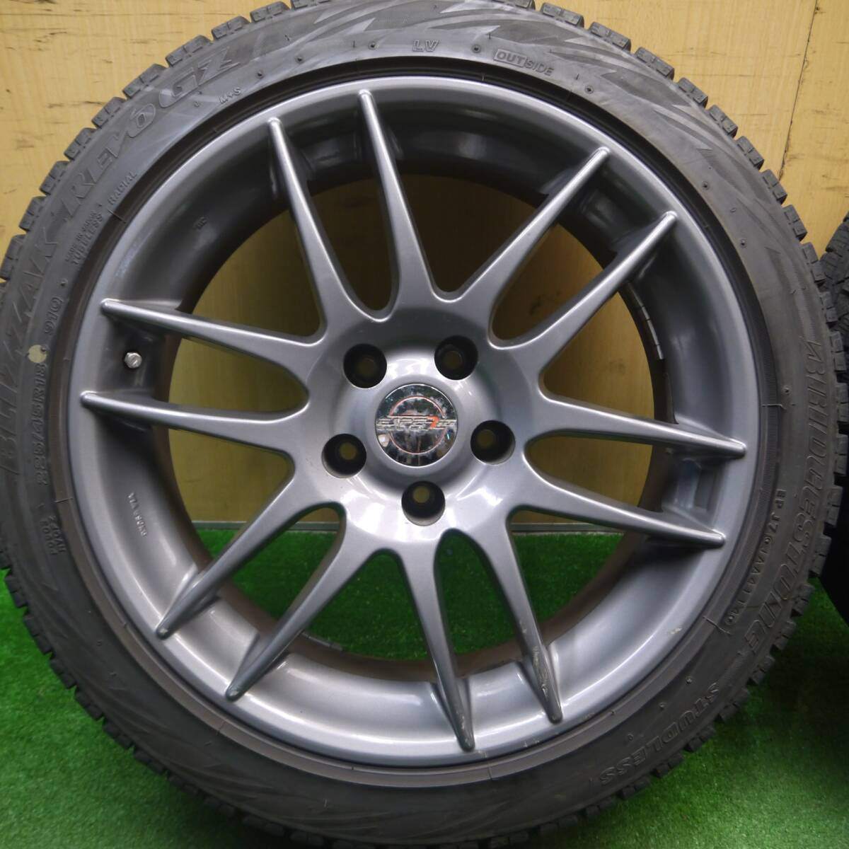 4本★WORK ESPERIO DESIGN 225/45R18 スタッドレス ブリヂストン REVO GZ ワーク エスペリオ PCD114.3/5H★5021807Hス