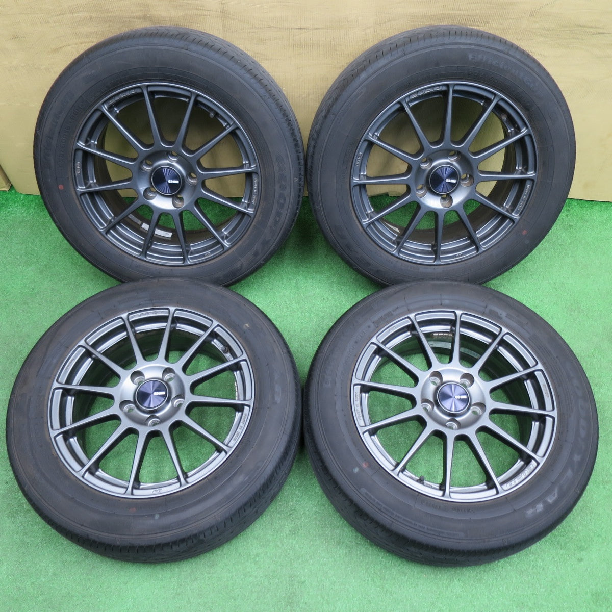 バリ溝！23年！8.5分★205/60R16 グッドイヤー EfficientGrip ENKEI PF03 エンケイ 16インチ PCD114.3/5H★6030903NKノ