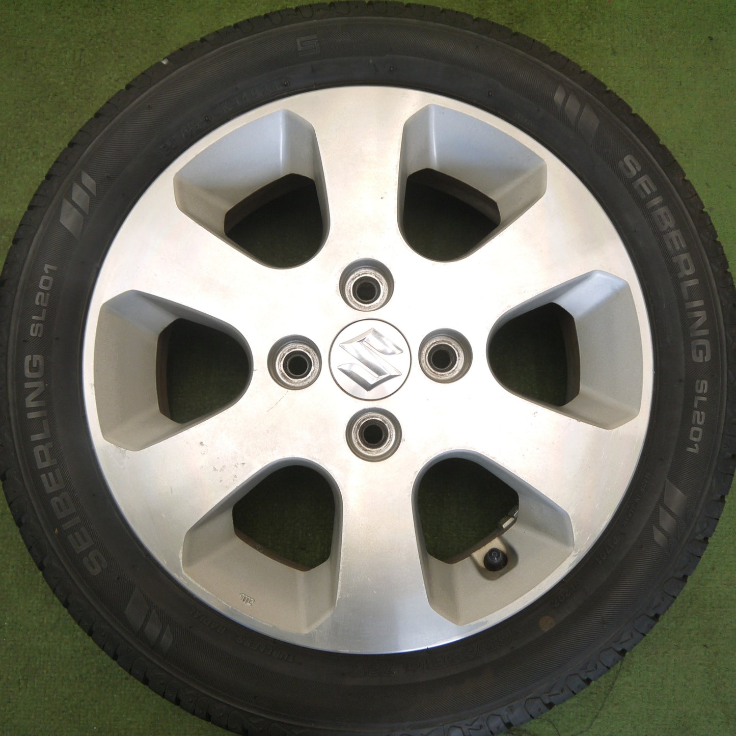 超バリ溝！25年！ほぼ10分◎スズキ ワゴンR 純正 165/55R14 セイバーリング SL201 14インチ PCD100/4H◎6061602Hノ