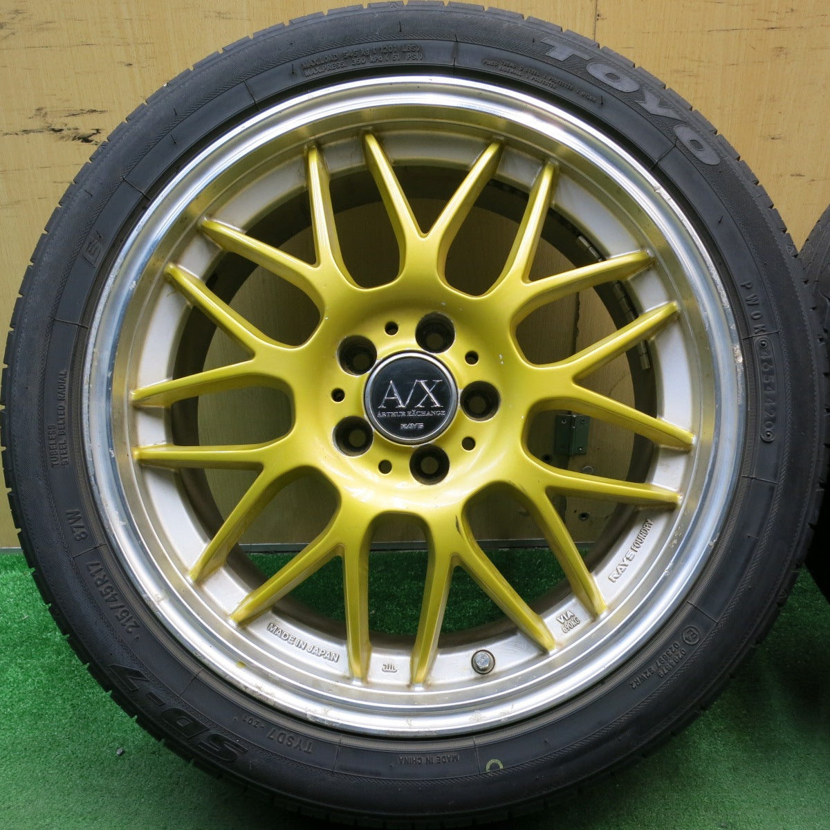 バリ溝！9分★プリウス 等 RAYS A/X ARTHUR EXCHANGE MM-X 215/45R17 トーヨー SD-7 自家塗装品 17インチ PCD100/5H★5053106HAノ