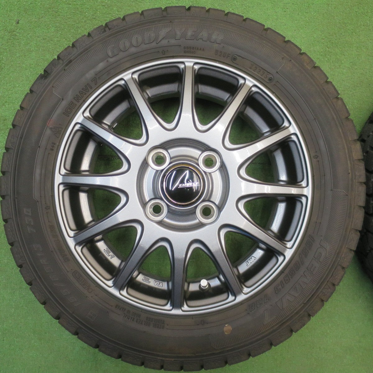 ほぼ未使用！25年！キレイ★スタッドレス 155/65R13 グッドイヤー アイスナビ7 EMBELY 社外 アルミ 13インチ PCD100/4H★6032904NJス