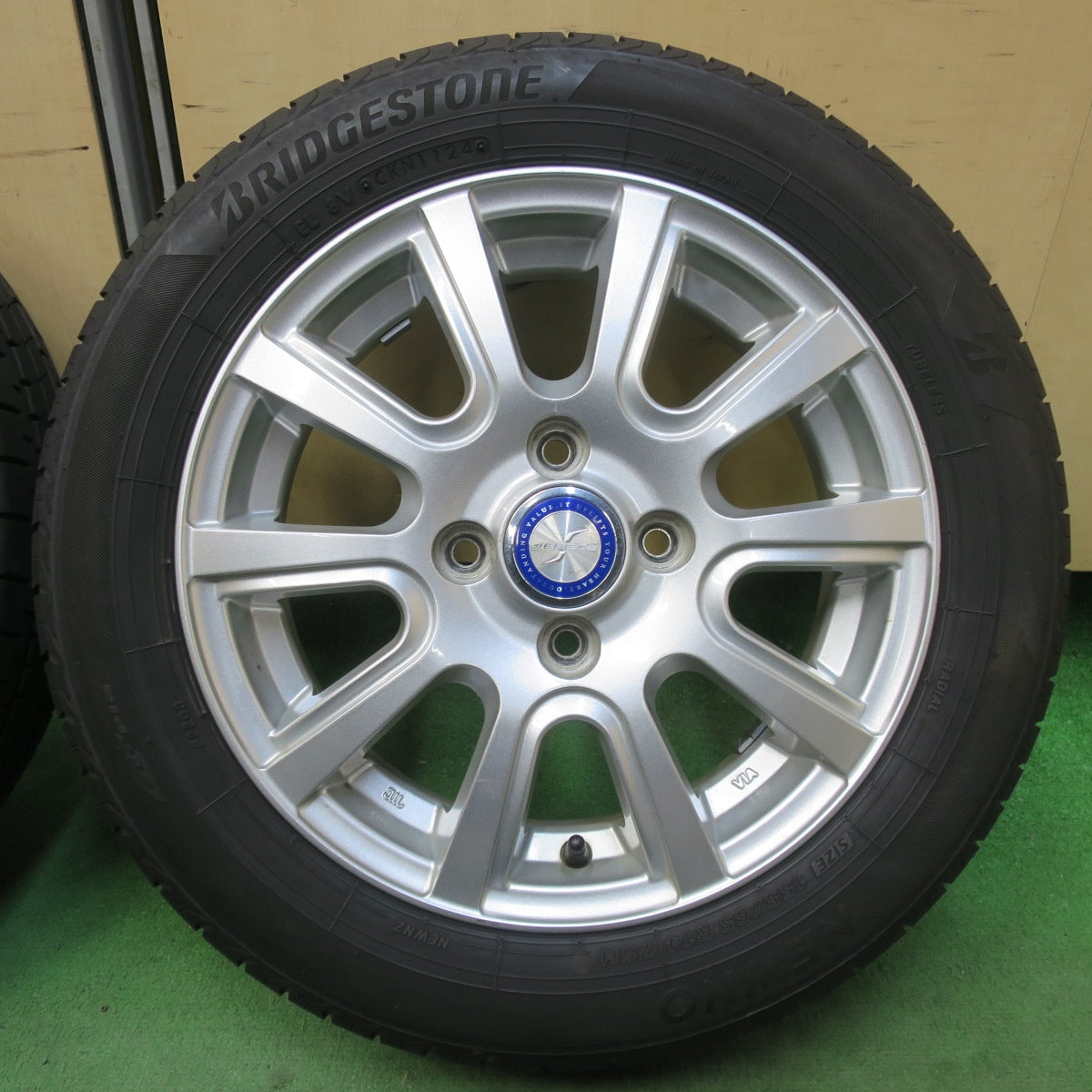 バリ溝！24年！ほぼ10分★155/65R14 ブリヂストン NEWNO JENEIGE 社外 アルミ ニューノ 14インチ PCD100/4H★6020409イノ
