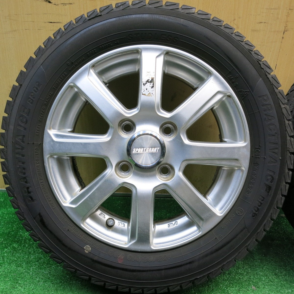 バリ溝！23年！9.5分以上★スタッドレス 155/65R13 プラクティバ アイス BP02 ヨコハマ SPORT GRAHT 13インチ PCD100/4H★5121309HAス