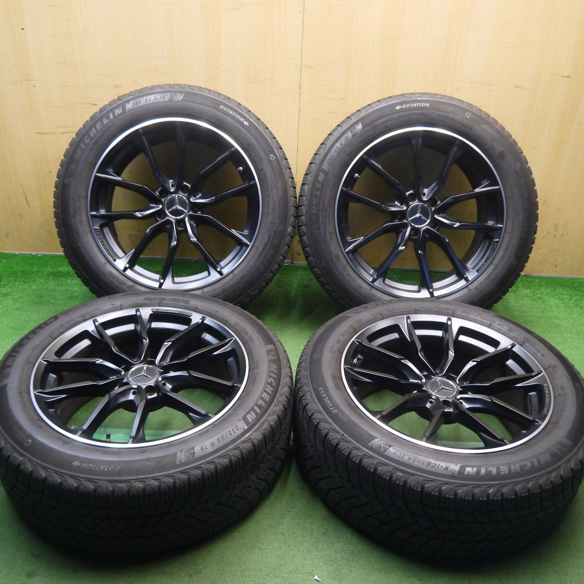 センサー付！バリ溝！キレイ！8.5分◎ベンツ 等 EUROTECH GL-LINE 235/55R19 スタッドレス ミシュラン X-ICE SNOW SUV ユーロテック GLライン 19インチ PCD112/5H◎6091503Hス