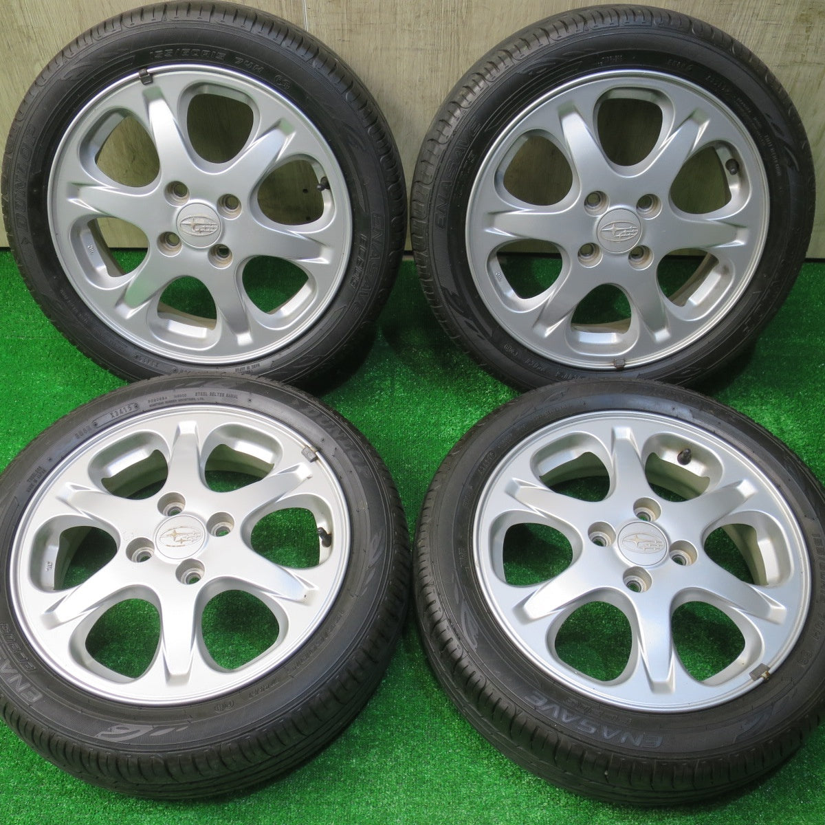 バリ溝！8.5分★スバル R1 純正 155/60R15 ダンロップ エナセーブ EC203 15インチ PCD100/4H★5101104NJノ