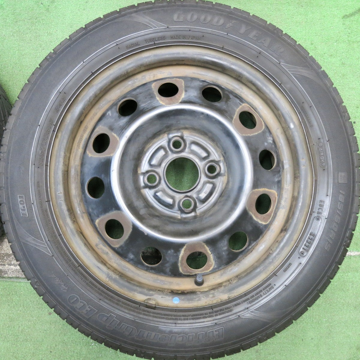 バリ溝！21年！9分★185/60R15 グッドイヤー EfficientGrip ECO hybrid スチール ホイール 15インチ PCD100/4H★5083004HAノ