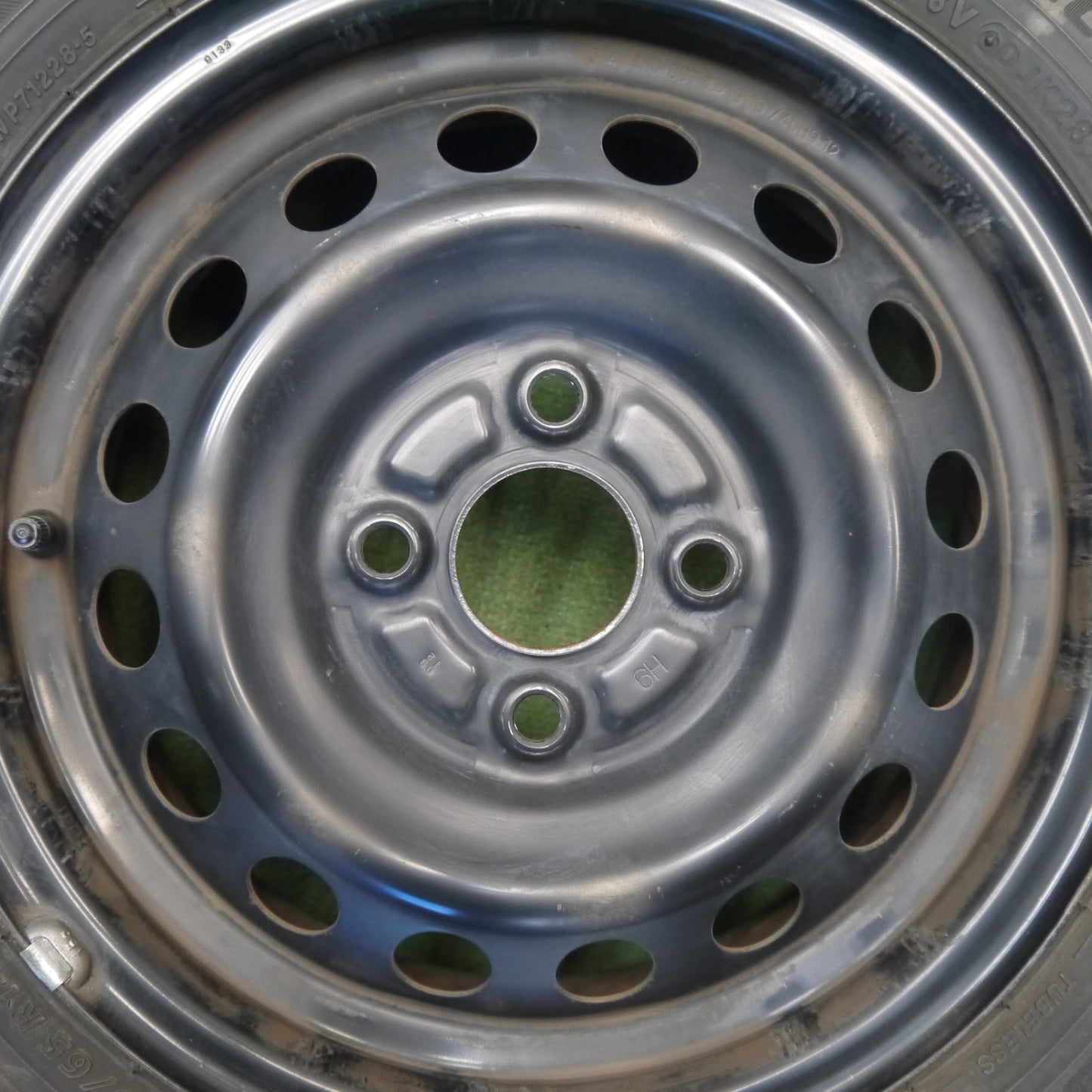 バリ溝！25年！9.5分以上◎三菱 ekワゴン 純正 スチール 155/65R14 ブリヂストン NEWNO ニューノ 14インチ PCD100/4H◎6081701Hノ