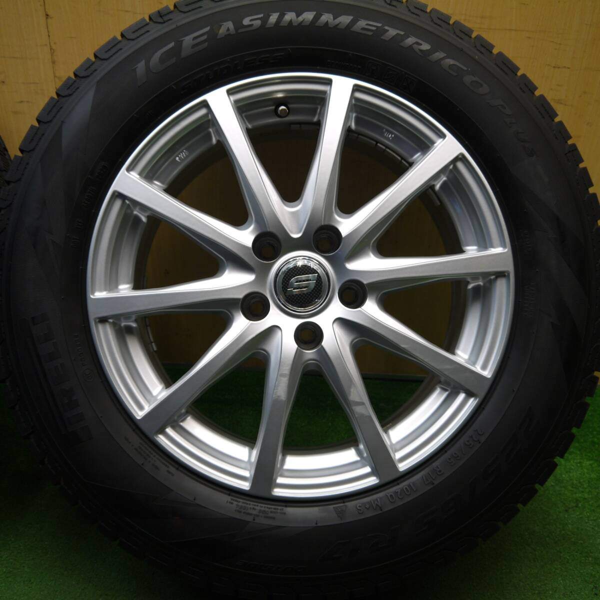 バリ溝！キレイ！8.5分★スタッドレス 225/65R17 ピレリ アイスアシンメトリコ プラス STRANGER ストレンジャー 17インチ PCD114.3/5H★5031208Hス