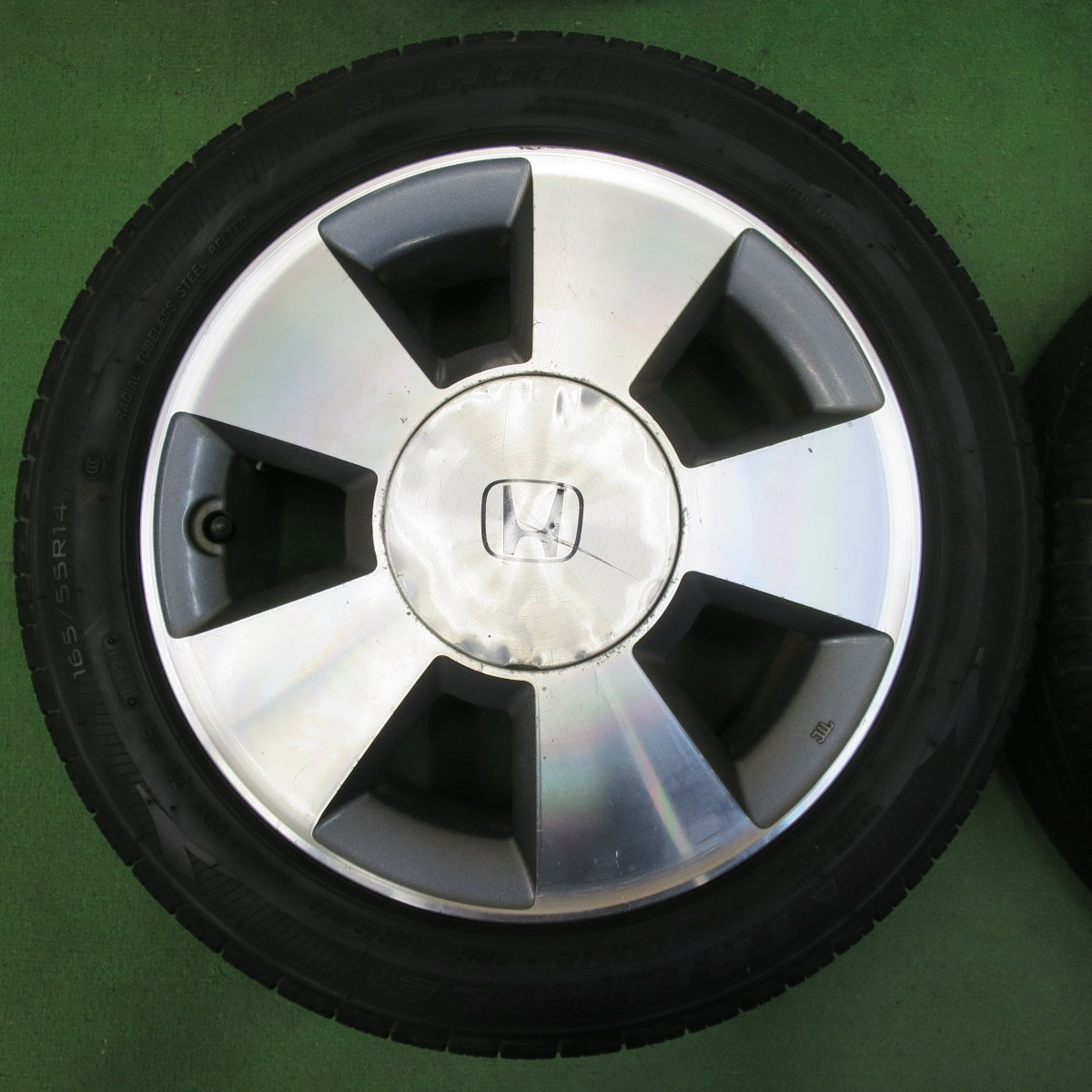 [送料無料] バリ溝！21年！8.5分★ホンダ ゼスト 純正 165/55R14 トライアングル SJHTT 14インチ PCD100/4H★4103001イノ