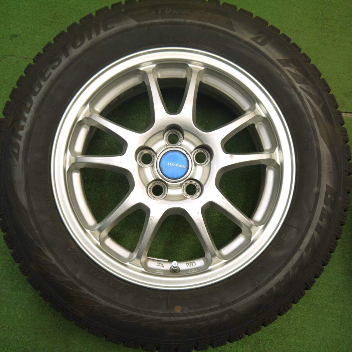 バリ溝！21年！キレイ！9分★プリウス 等 195/65R15 スタッドレス ブリヂストン ブリザック VRX2 ECO FORME エコフォルム 15インチ PCD100/5H★5031703Hス