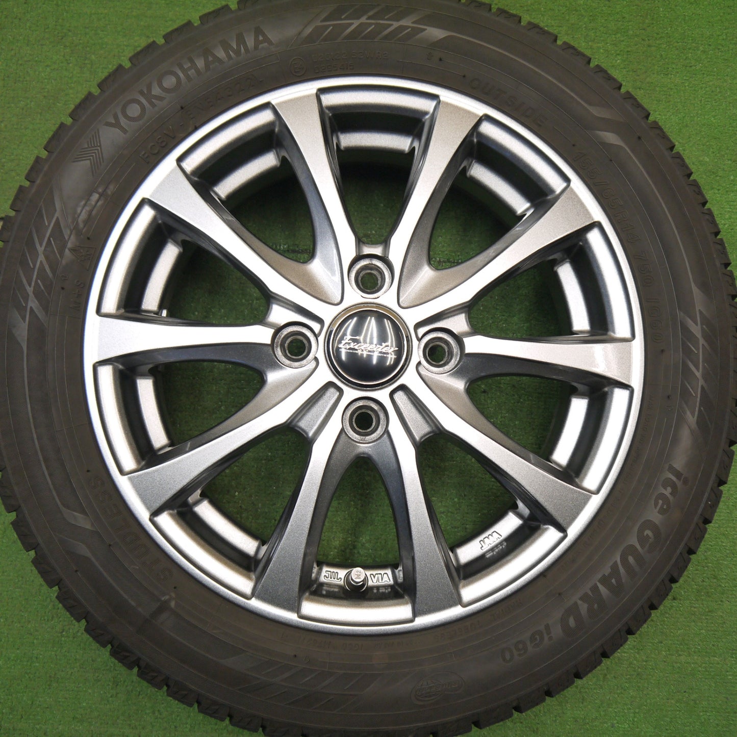 バリ溝！22年！キレイ！9.5分★スタッドレス 155/65R14 ヨコハマ アイスガード iG60 Exceeder エクシーダー 14インチ PCD100/4H★5042504Hス