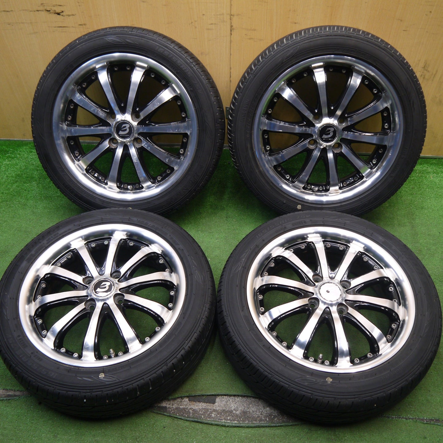 バリ溝！23年！9.5分★LOXARNY EX BYRON STINGER 165/55R15 ダンロップ EC202 ロクサーニ バイロン スティンガー 軽 サイズ PCD100/4H★5062501Hノ