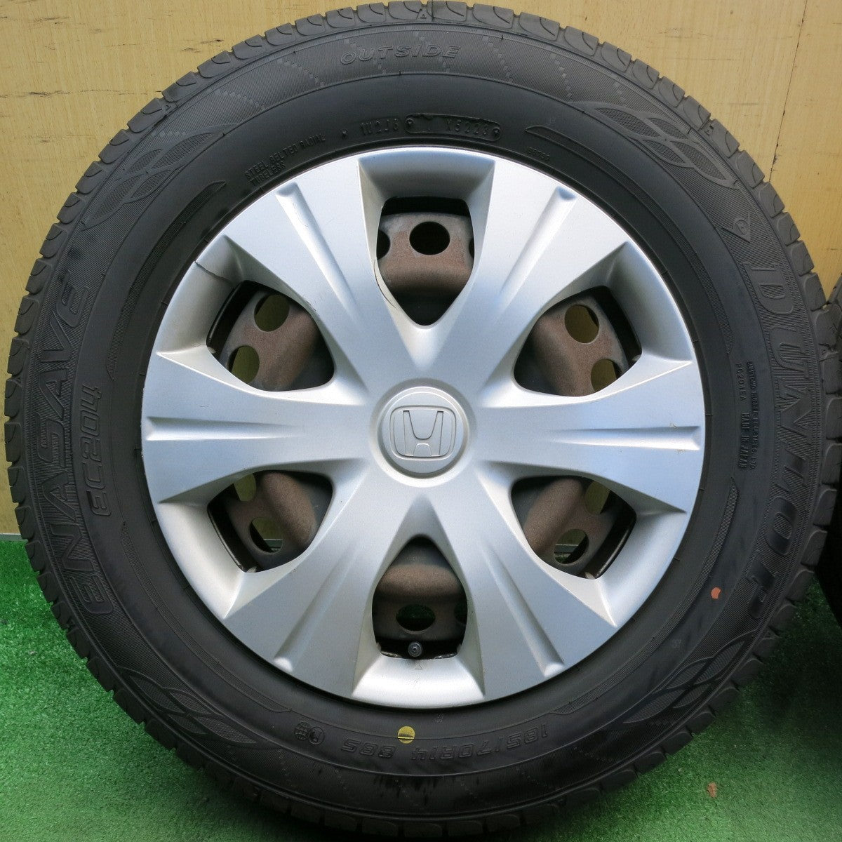 バリ溝！23年！9.5分◎ホンダ フリード 純正 スチール 185/70R14 ダンロップ エナセーブ EC204 14インチ PCD100/4H◎6082701HAノ
