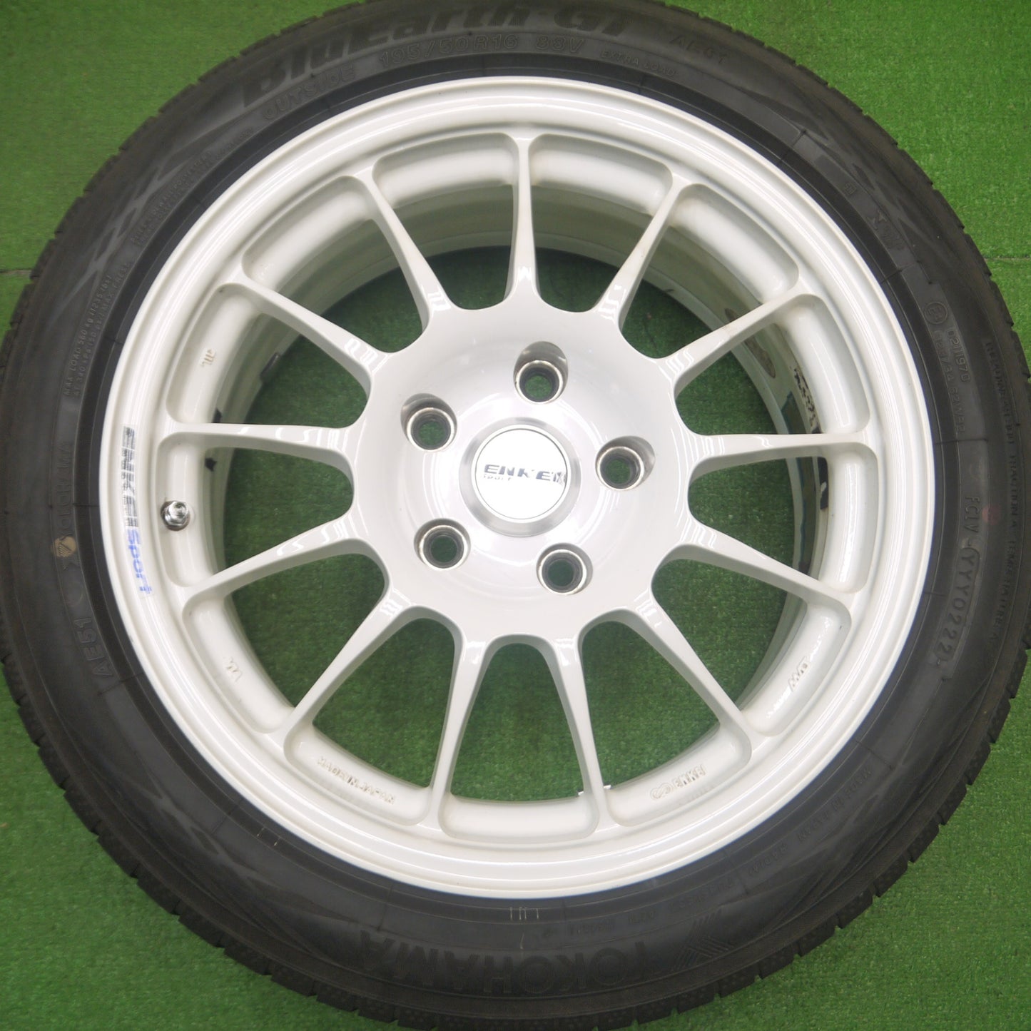 [送料無料] キレイ！22年★ENKEI Sport 195/50R16 ヨコハマ BluEarth-GT AE51 エンケイ スポーツ 16インチ PCD114.3/5H★4112505Hノ
