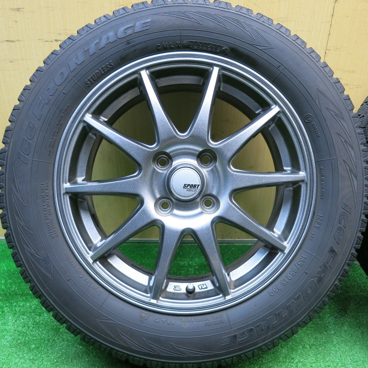 バリ溝！キレイ！9分★スタッドレス 185/65R15 アイスフロンテージ トーヨー SPORT ABELIA スポルト アベリア 15インチ PCD100/4H★5112509HAス
