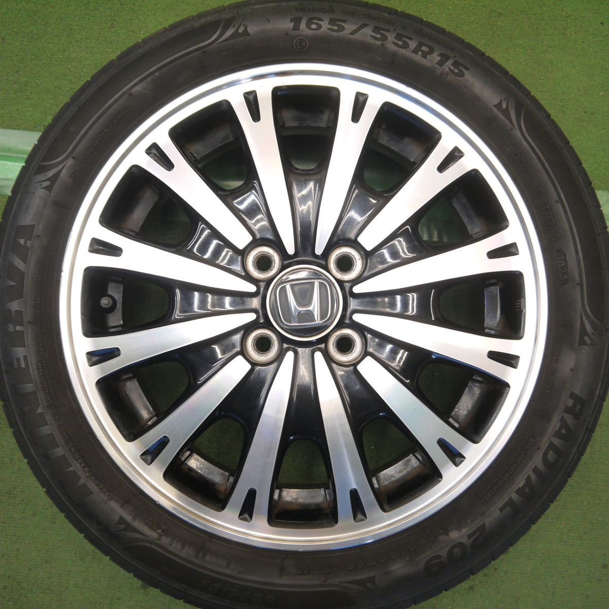 バリ溝！23年！9分◎ホンダ JF1 JF2 N-BOX カスタム 純正 165/55R15 ミネルバ ラジアル 209 15インチ PCD100/4H◎6091107Hノ