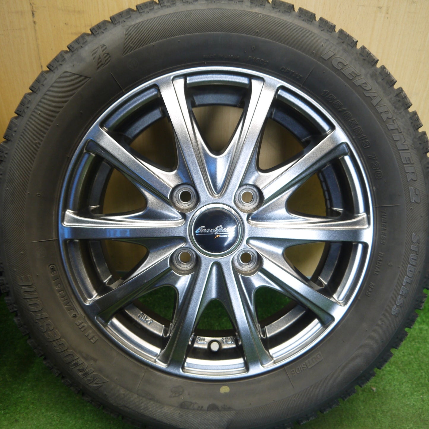 キレイ★スタッドレス 155/65R13 ブリヂストン アイスパートナー2 EuroSpeed MANARAY SPORT ユーロスピード 13インチ PCD100/4H★6052201Hス