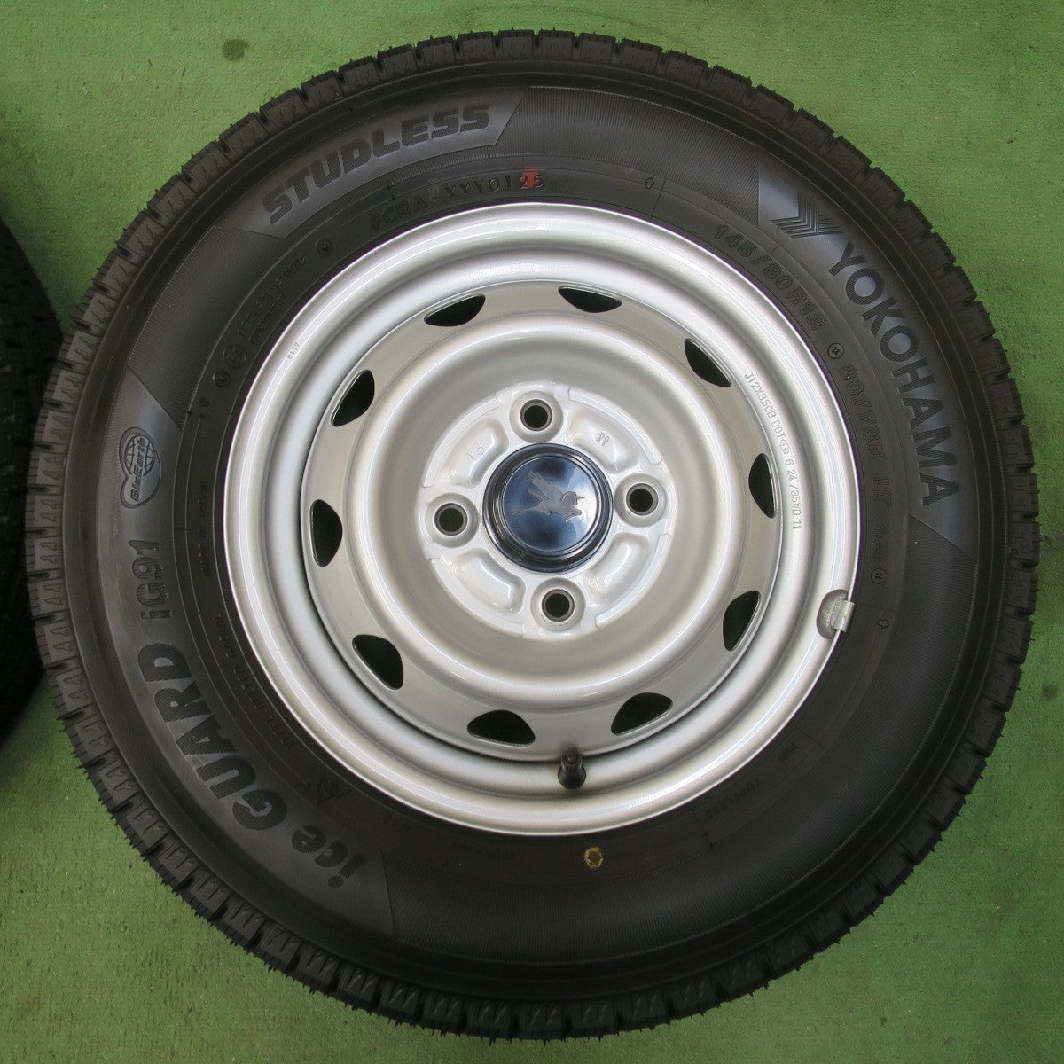 超バリ溝！25年！キレイ！ほぼ10分★スタッドレス 145/80R12 80/78N ヨコハマ アイスガード iG91 スチール ホイール 12インチ PCD100/4H★5122704イス