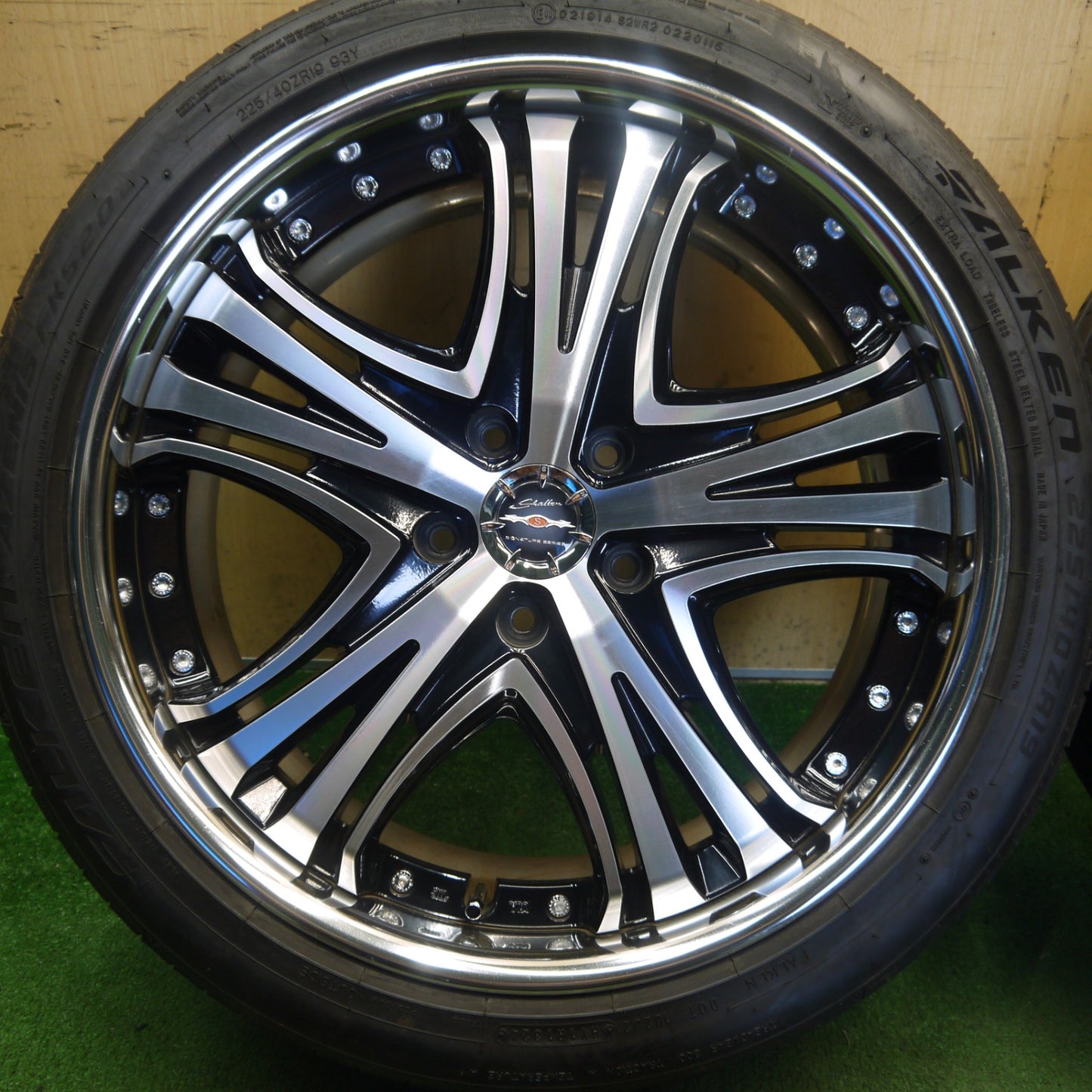バリ溝！24年！9分◎Shallen XV-77 225/40R19 ファルケン AZENIS FK520L シャレン 19インチ PCD114.3/5H◎6061009Hノ