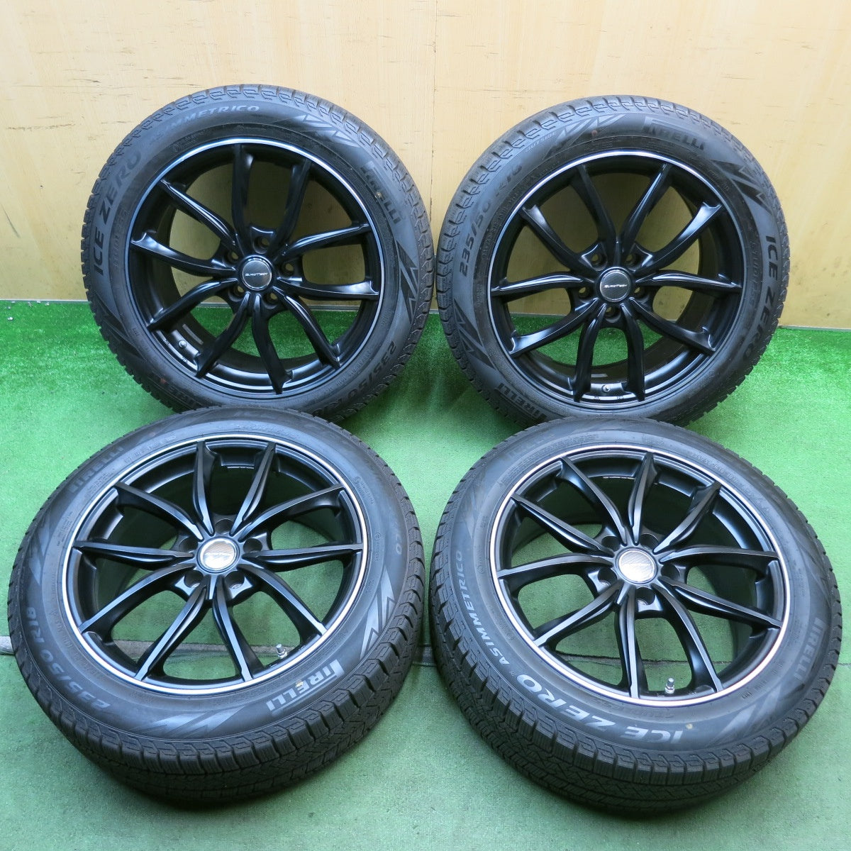バリ溝！23年！キレイ！9分◎マセラティ レヴァンテ 等 EUROTECH MP-LINE 235/50R18 スタッドレス ピレリ アイスゼロ アシンメトリコ ユーロテック 18インチ PCD114.3/5H◎6072504HAス