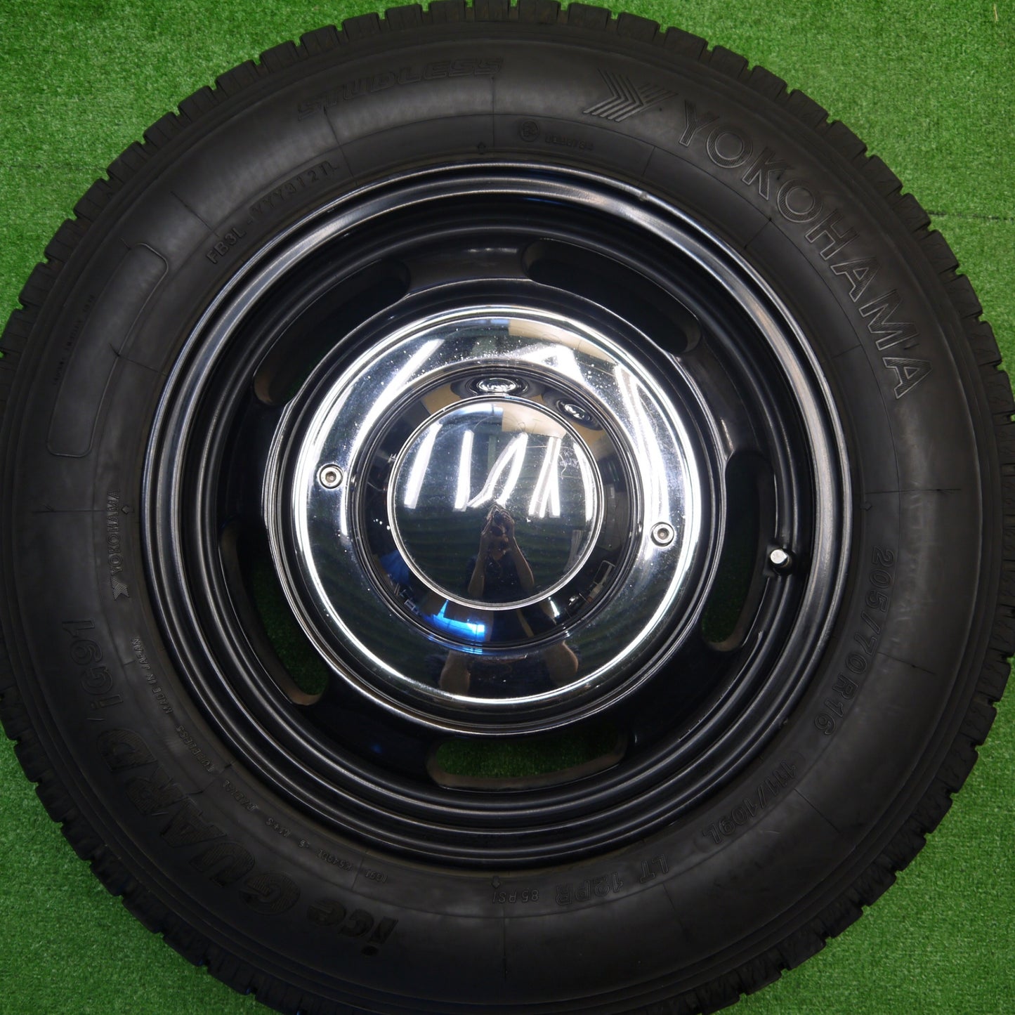 バリ溝！21年！キレイ！9.5分★ハイエース 等 205/70R16 111/109L スタッドレス ヨコハマ アイスガード iG91 flexdream カバー フレックスドリーム PCD139.7/6H★5101705Hス