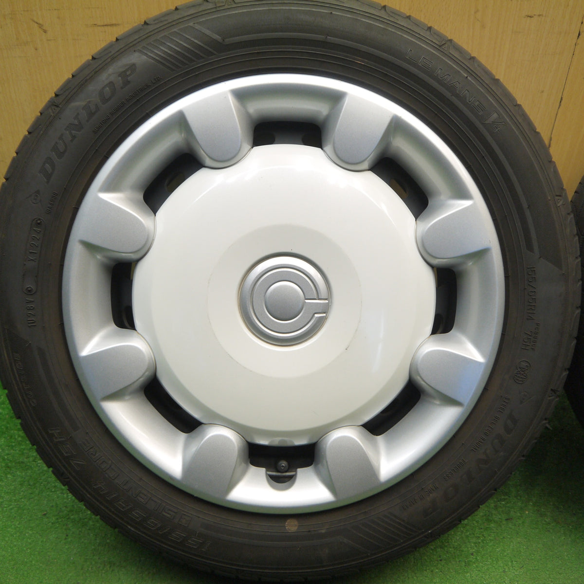 4本価格！24年◎ダイハツ LA800S ムーヴ キャンバス 純正 スチール 155/65R14 ダンロップ LE MANS V+ 14インチ PCD100/4H◎6091602Hノ