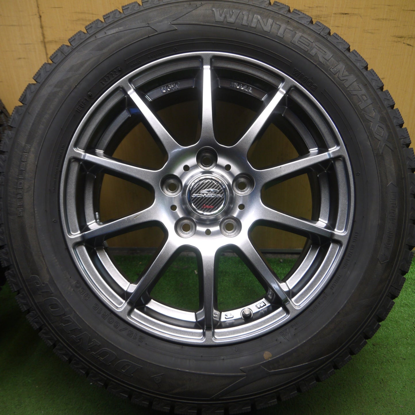 *送料無料* バリ溝！22年！キレイ！ほぼ10分★スタッドレス 215/60R16 ダンロップ ウインターマックス WM02 SCHNEIDER シュナイダー PCD114.3/5H★4031313Hス