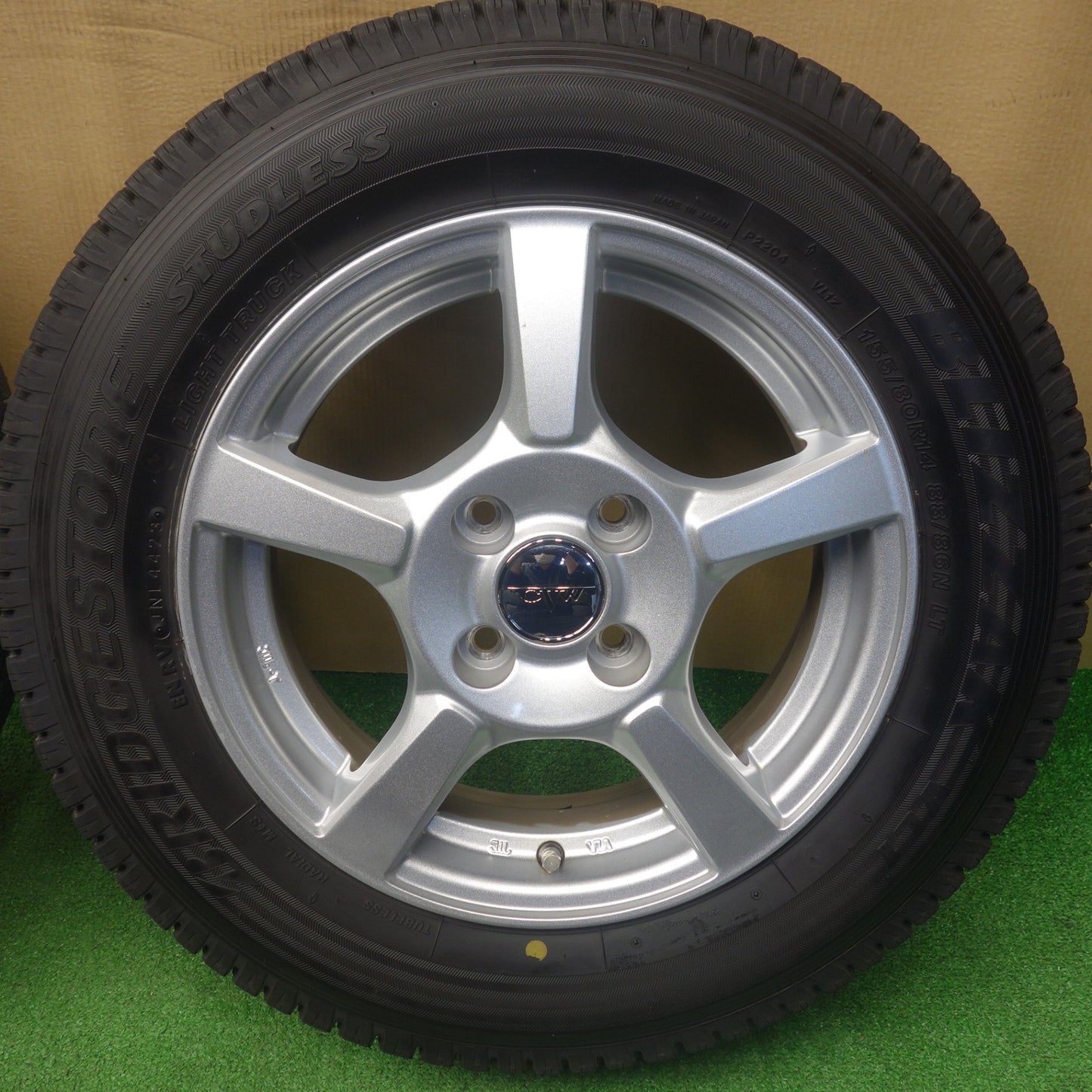 バリ溝！23年！キレイ！9.5分以上★スタッドレス 155/80R14 88/86N ブリヂストン ブリザック VL1 CVW 社外 アルミ 14インチ PCD100/4H★6040605KTス