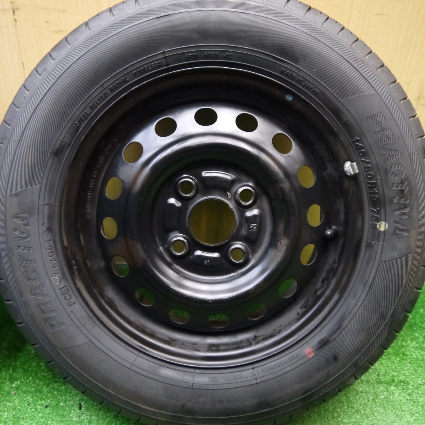4本価格！24年★145/80R13 プラクティバ ヨコハマ スチール ホイール 13インチ PCD100/4H★5110412Hノ