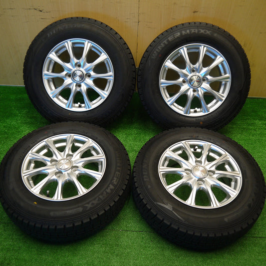 バリ溝！22年！キレイ！9.5分以上★スタッドレス 155/80R13 ダンロップ ウインターマックス WM02 JOKER ジョーカー 13インチ PCD100/4H★5101703Hス