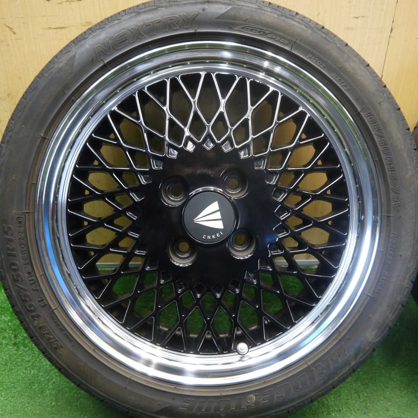 キレイ◎165/50R15 ブリヂストン ネクストリー エコピア ENKEI 92 エンケイ 15インチ PCD100/4H◎6081202Hノ