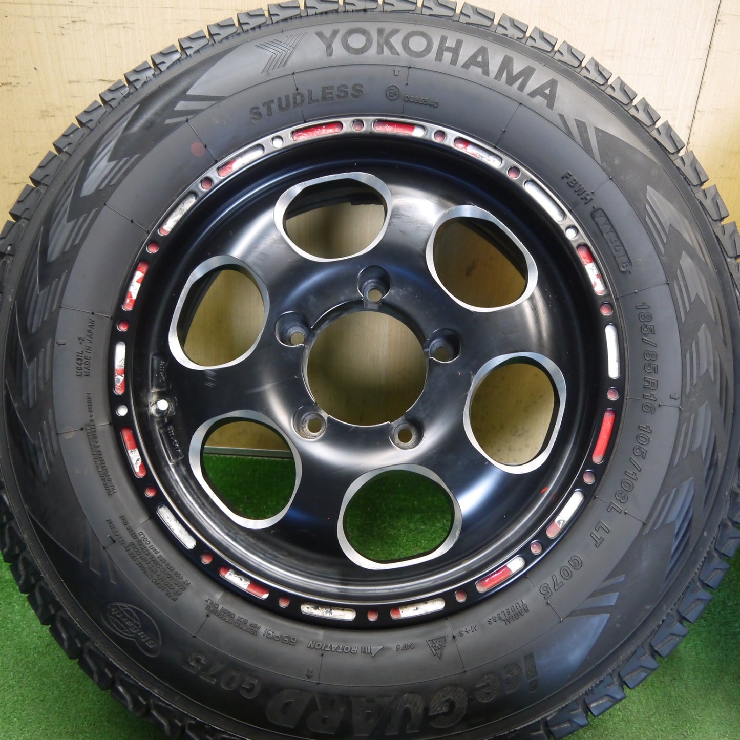 バリ溝！9分★スタッドレス 185/85R16 105/103L ヨコハマ アイスガード G075 ELFORD 社外 アルミ 16インチ PCD139.7/5H★6060808Hス