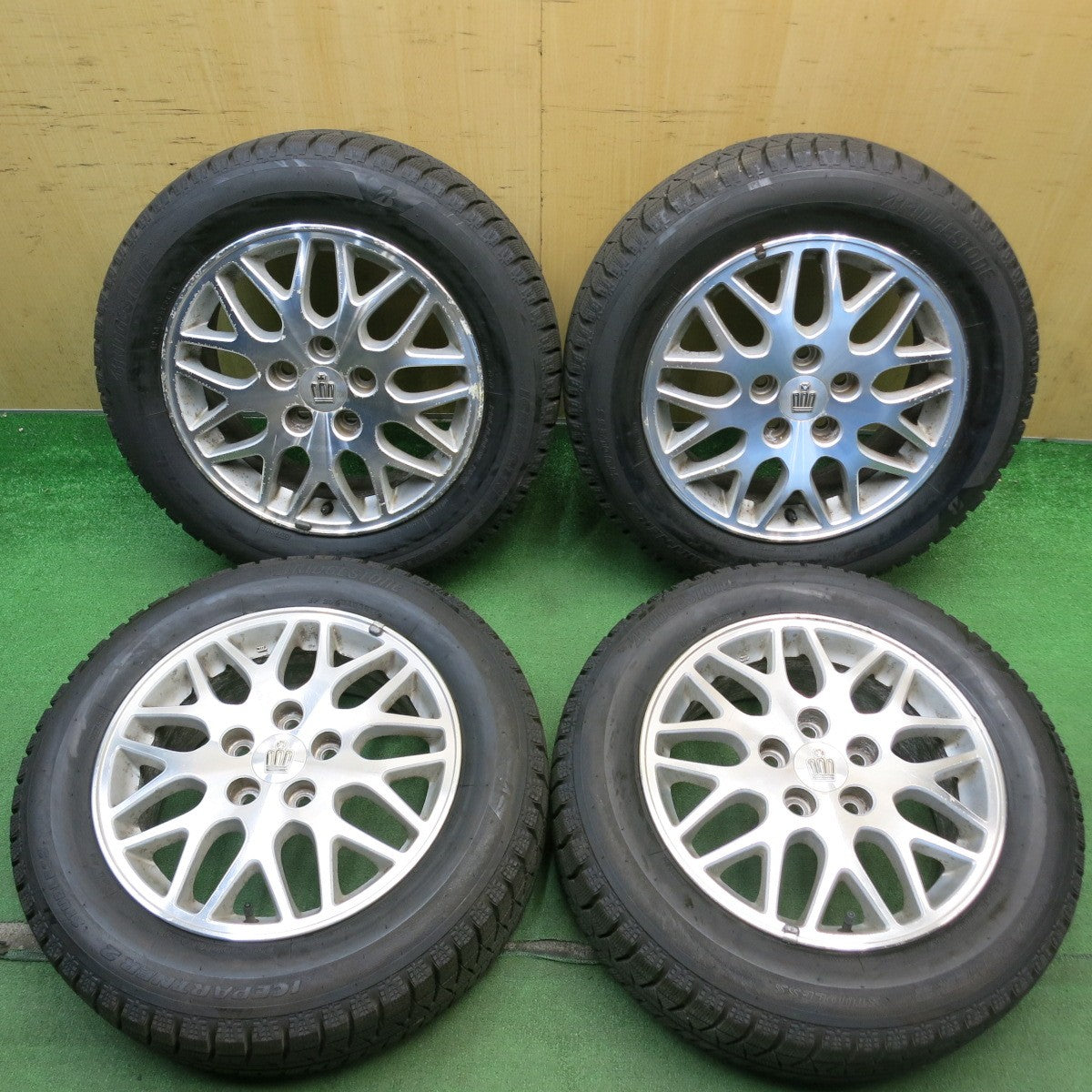 バリ溝！9.5分以上◎トヨタ 170系 クラウン アスリート 純正 205/60R16 スタッドレス ブリヂストン アイスパートナー2 16インチ PCD114.3/5H◎6071904HAス