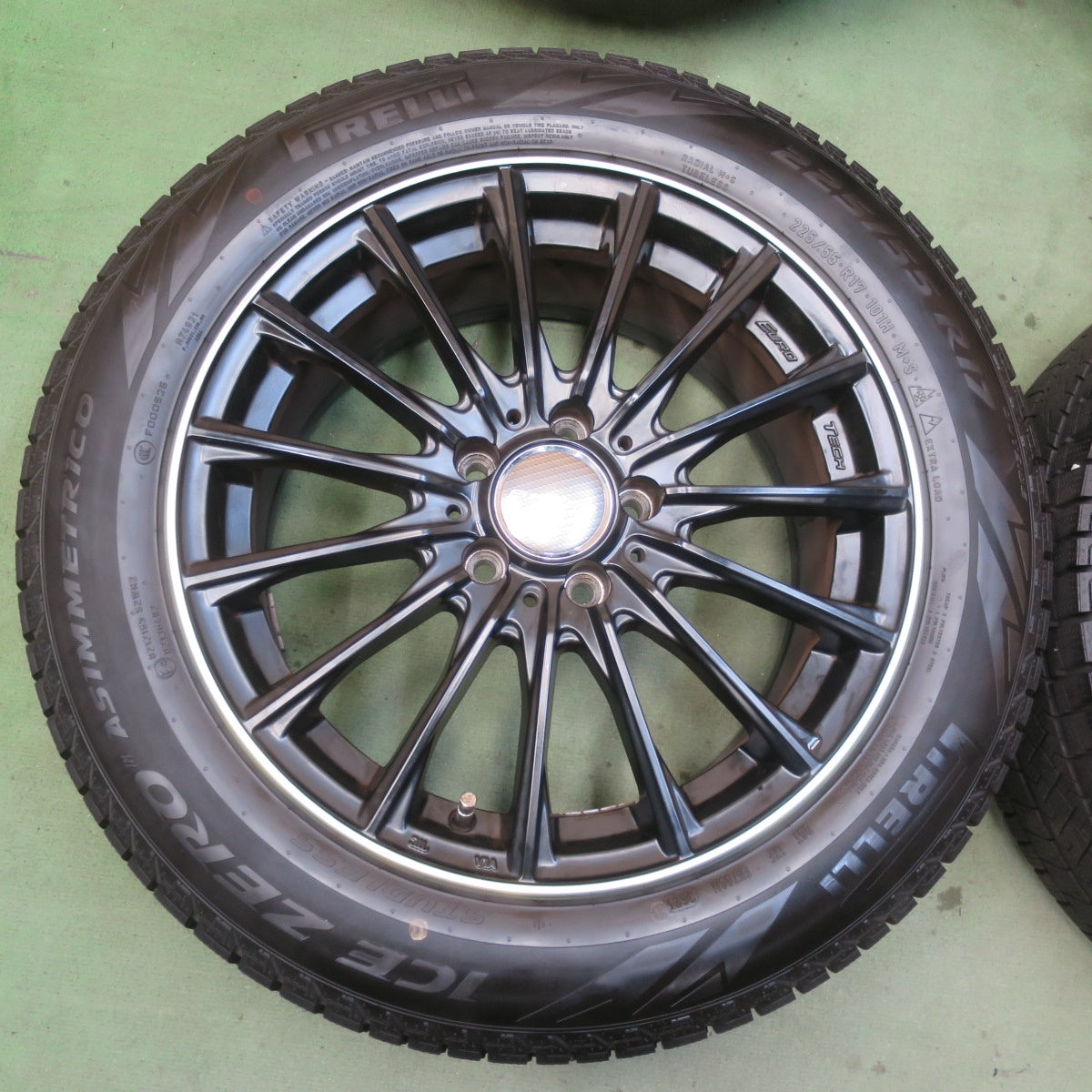 バリ溝！24年！9分◎ベンツ 等 EUROTECH STAGE TW15 225/55R17 スタッドレス ピレリ アイスゼロ アシンメトリコ ユーロテック ステージ 17インチ PCD112/5H◎6090706IMス