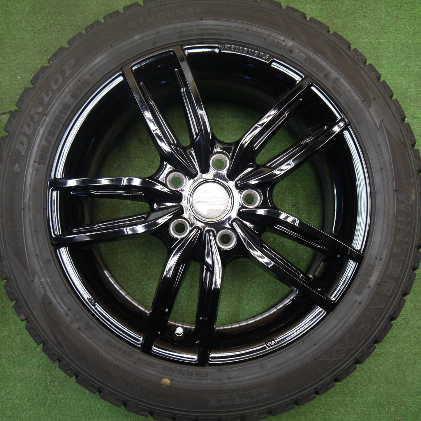 [送料無料] バリ溝！23年！キレイ！9分★MINI ミニ 等 KELLENERS Sport 195/55R16 スタッドレス ダンロップ ウインターマックス WM02 ケレナーズ スポーツ PCD112/5H★5033110Hス