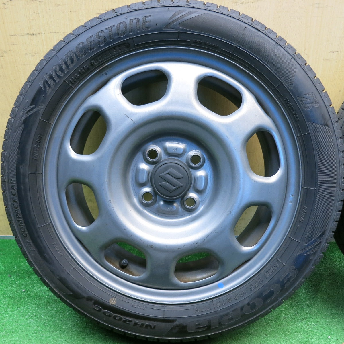 バリ溝！25年！9分◎スズキ ハスラー 純正 スチール 165/60R15 ブリヂストン エコピア NH200C 15インチ PCD100/4H◎6082707HAノ