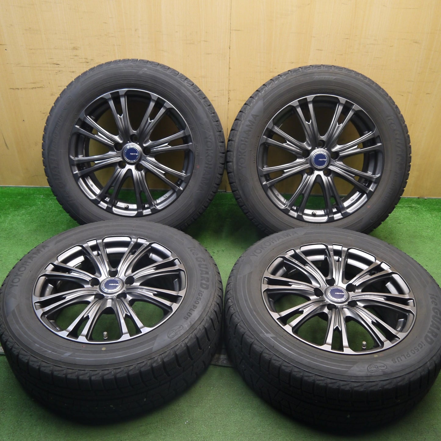 バリ溝！キレイ！9分★スタッドレス 225/60R17 ヨコハマ アイスガード iG50 プラス ABATIS EW アバティス 17インチ PCD114.3/5H★5073004Hス